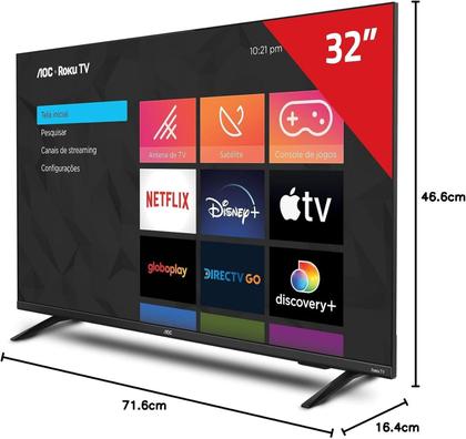 Imagem de Smart TV 32" LED LCD HD AOC 32S5135/78G  Roku OS