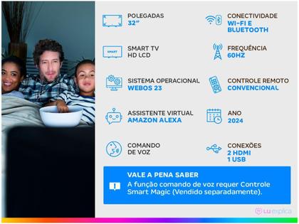 Imagem de Smart TV 32" LG HD LCD 32LR600BPSA com Alexa 2 HDMI 1.4 USB