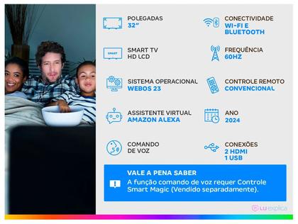 Imagem de Smart TV 32” LG HD LCD 32LR600BPSA com Alexa
