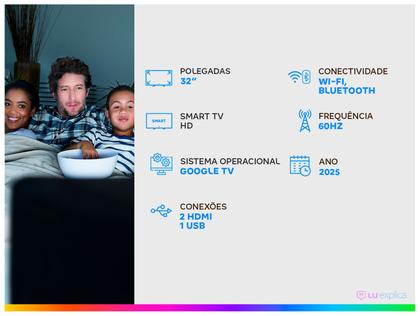 Imagem de Smart TV 32" SEMP HD LED 32S42 Google TV 2 HDMI