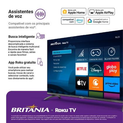 Imagem de Smart TV 40” Britânia BTV40M9GR2CGB Roku TV LED Dolby Audio
