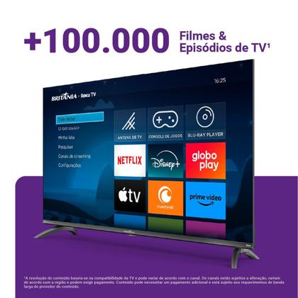 Imagem de Smart TV 40” Britânia BTV40M9GR2CGB Roku TV LED Dolby Audio