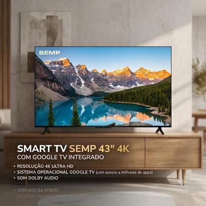 Imagem de Smart TV 43 4K Semp S62 LED Google TV Com WiFi Bluetooth HDR10 Comando De Voz 3 HDMI