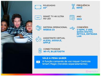 Imagem de Smart TV 43” 4K Ultra HD LED LG 43UR7800PSA - Wi-Fi Bluetooth Alexa 3 HDMI