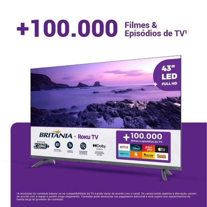 Imagem de Smart TV 43” Britânia LED Dolby Audio Roku TV BTV43VA4REGB Bivolt