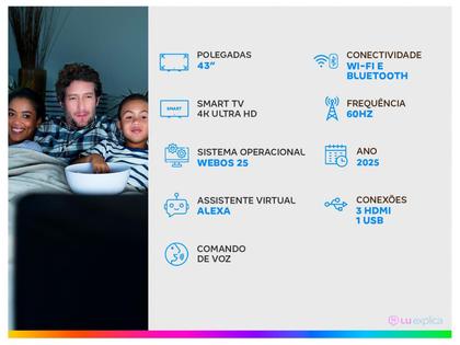 Imagem de Smart TV 43" LG 4K Ultra HD 43UA7500PSA webOS 25 AI Processor 4K Gen8 com Alexa 3 HDMI