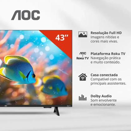 Imagem de Smart TV 43 Polegadas AOC LED ROKU WIFI FULL HD USB HDMI 43S5155 78G