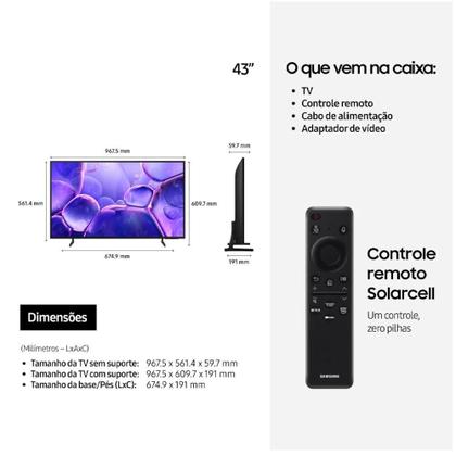 Imagem de Smart TV 43 Polegadas Samsung Crystal UHD 4K - UN43U8600 2025
