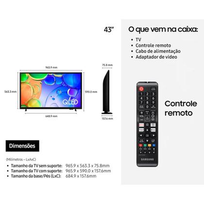 Imagem de Smart TV 43" Samsung Full HD QLED Q5F QN43Q5FAAGXZD, HDR 10+, Samsung TV Plus, Xbox Cloud Gaming e Nvidia GeForce Now