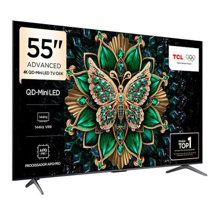 Imagem de Smart TV 4K TCL QD-Mini LED 55” Polegadas com HDMI 2.1, Dolby Vision IQ, Subwoofer, 144Hz VRR e Wi-Fi - 55C6K