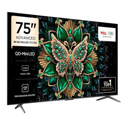 Imagem de Smart TV 4K TCL QD-Mini LED 75” Polegadas com HDMI 2.1, Dolby Vision IQ, Subwoofer, 144Hz VRR e Wi-Fi - 75C6K