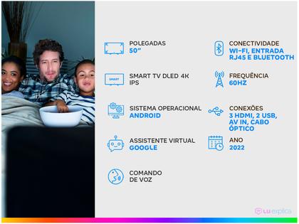 Imagem de Smart TV 50” 4K DLED Rig Vizzion BR50GUA IPS