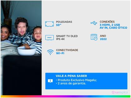 Imagem de Smart TV 50” 4K DLED Vizzion LE50UHD20 - IPS Wi-Fi 3 HDMI 2 USB