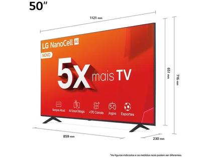 Imagem de Smart TV 50 4K LCD LED NanoCell LG 50NANO80TSA WebOS 24 Processador a5 Ger7 WiFi e Bluetooth com Alexa 3 HDMI 2 USB