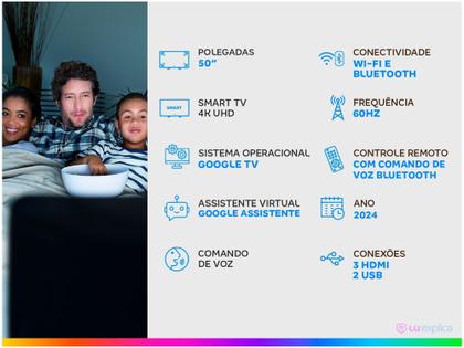 Imagem de Smart TV 50" 4K UHD LED Philips Série 50PUG7019/78 VA Wi-Fi Bluetooth Google Assistente 3 HDMI 2 USB
