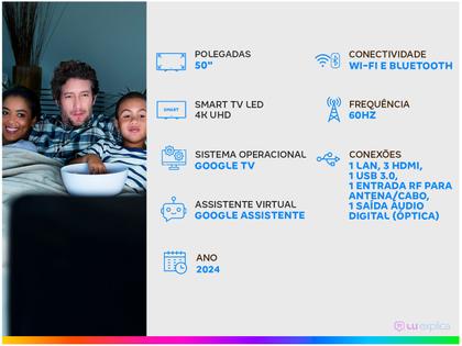 Imagem de Smart TV 50" 4K UHD LED TCL 50P755 Wi-Fi Bluetooth 3 HDMI 1 USB