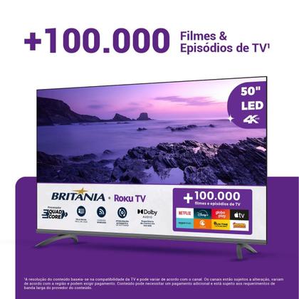 Imagem de Smart TV 50” Britânia Roku TV Led Dolby Audio BTV50G3ERSGB
