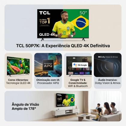 Imagem de Smart TV 50 Polegadas TCL QLED 4K P7K Google TV Wi-Fi Bluetooth