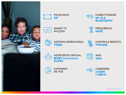 Imagem de Smart TV 50" Samsung 4K QLED Ultra QN50Q7FAAGXZD Tizen Q4 AI 3 HDMI