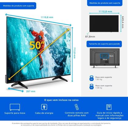 Imagem de Smart tv 50p dled philips 50pug7300 4k uhd hdr10+ hdmi usb