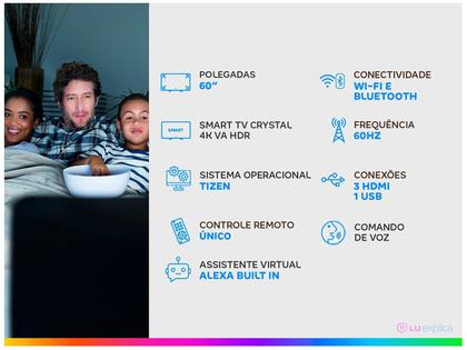 Imagem de Smart Tv 60 Polegadas 4K WiFi Tizen Crystal Uhd Samsung