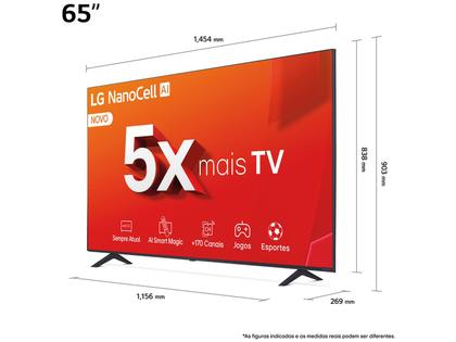 Imagem de Smart TV 65" 4K NanoCell LG 65NANO80TSA WebOS 24 Processador α5 Ger7  Wi-Fi Bluetooth com Alexa 3 HDMI 2 USB