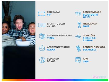 Imagem de Smart TV 65" 4K QLED Samsung 65Q60DA Wi-Fi Bluetooth Alexa 3 HDMI 2 USB