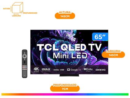 Smart TV 65” 4K QLED TCL 65C835 120Hz - Wi-Fi Bluetooth Google