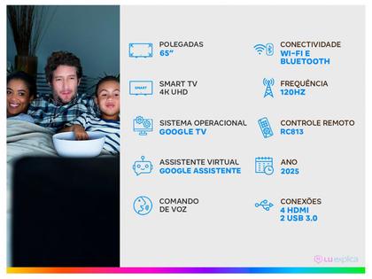 Imagem de Smart TV  65" TCL 4K UHD MiniLED 65C6K 120Hz Google TV AiPQ Google Assistente 4 HDMI 2 USB