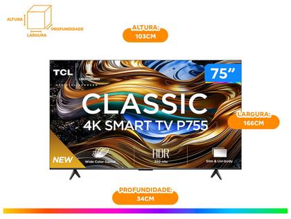 Imagem de Smart TV 75" 4K UHD LED TCL 75P755 Wi-Fi Bluetooth 3 HDMI 1 USB