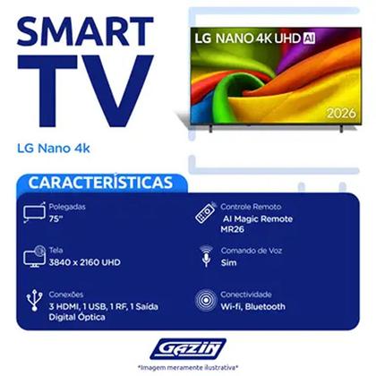 Imagem de Smart TV 75NU855BPSA 4K Nano Ultra HD 75 Wi-Fi WebOS 26 LG