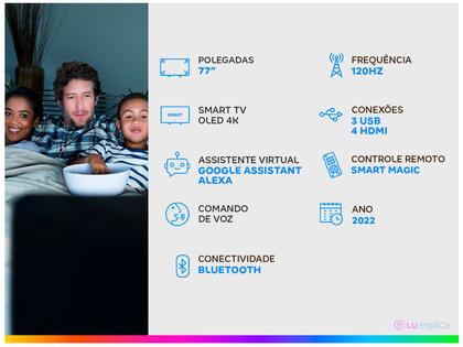Imagem de Smart TV 77” 4K OLED LG ThinQ OLED77C2PSA 120Hz
