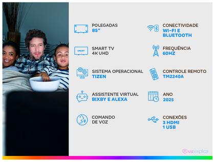 Imagem de Smart TV 85" Samsung 4K Crystal UHD 85U8100F Tizen 3 HDMI