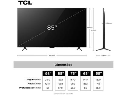 Imagem de Smart TV 85" TCL UHD 4K MINILED 85C6K 120Hz Google TV AiPQ Pro Google Assistente 4 HDMI 2 USB