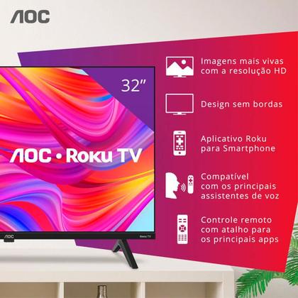 Smart TV AOC 32" LED ROKU HD Wi-Fi 32S5045 Bivolt Imagem de Smart TV AOC 32" LED ROKU HD Wi-Fi 32S5045 Bivolt