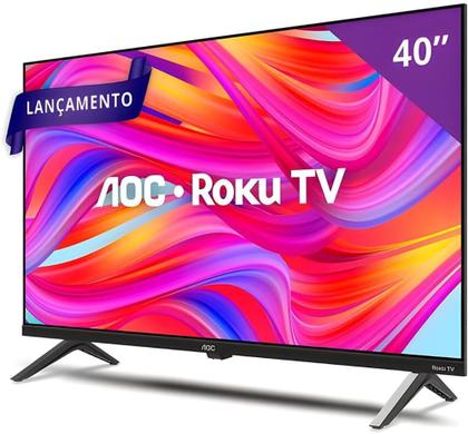 Imagem de Smart TV AOC 40" Full HD 40S5045/78G ROKU, HDMI, USB, Conexão Wi-Fi, Conversor Digital, Bivolt Preta