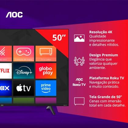 Imagem de Smart TV AOC 50 DLED Roku 4K WiFi HDR 50U704578G