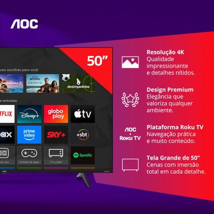 Imagem de Smart TV AOC 50 Polegadas, DLED, 4K, Roku TV - 50U7045/78G