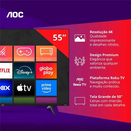 Imagem de Smart TV AOC LED 55 Polegadas 4K Wi-Fi HDR10 HDMI 55U7045/78G