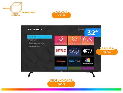 Imagem de Smart Tv AOC ROKU 32 Polegadas 3 HDMI Sem borda 110V 240V