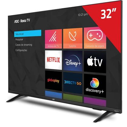 Imagem de Smart Tv AOC ROKU 32 Polegadas 3 HDMI Sem borda 110V 240V