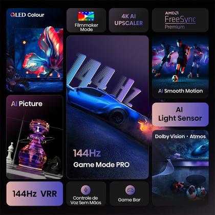 Imagem de Smart TV Hisense 65" HI-QLED 4K UHD Google TV 144Hz FreeSync Dolby Vision e Dolby Atmos 65Q7QG