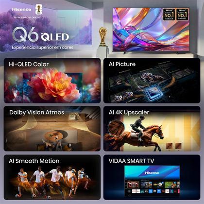 Imagem de Smart TV Hisense HI-QLED 4K 85" polegadas com Processador AI, Dolby Vision Atmos e Compatibilidade Alexa -85Q6QVV