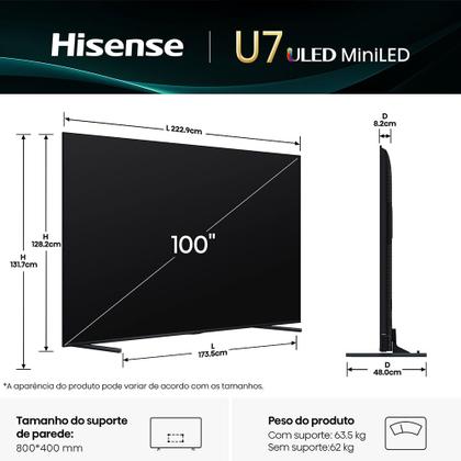 Tv Led 100 Polegadas Smart TV Hisense Mini LED 4K 100