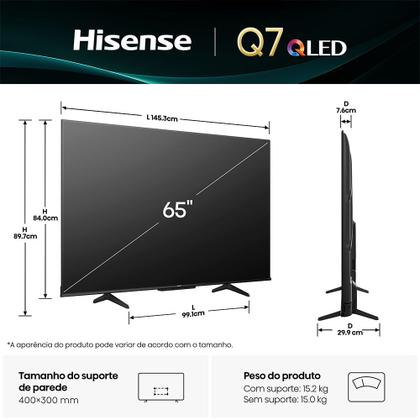 Imagem de Smart TV Hisense QLED 4K 65" Polegadas com Dolby Vision, Dolby Gaming, Alexa e Google - 65Q7QG