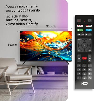Smart TV HQ 43" Full HD Tela Sem bordas Sistema Android Design Slim HQS43NKHM Imagem de Smart TV HQ 43" Full HD Tela Sem bordas Sistema Android Design Slim HQS43NKHM