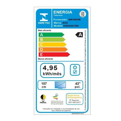 Imagem de Smart TV LCD Led 43" AOC 43S5045/78G - DLED Full HD, Wi-Fi, Quad Core, Com 3 HDMI e 1 USB