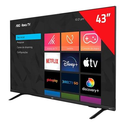 Imagem de Smart TV LED 43" AOC 43S5135/78G, Full HD com Wi-Fi, 1USB, 3 HDMI, Cont Remoto com Atalhos,Aplicativo Roku,Miracast,60Hz