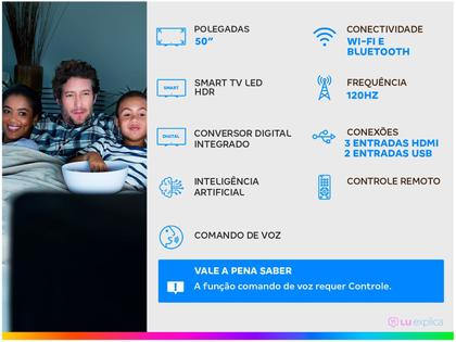Imagem de Smart Tv Led 50 Polegadas 4K com Comando de Voz Tcl 50P8M