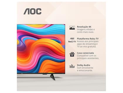Smart TV LED 50 polegadas AOC 4K UHD DLED Roku TV 50U7066 78G 60 Hz Quad Core Dolby Digital